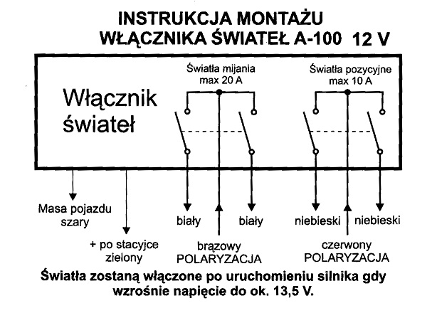 Automatyczny Włącznik Świateł Mijania I Pozycyjnych 13,5V