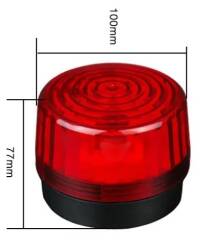 duża czerwona lampa sygnalizacyjna 15 Led, fi 100mm. sygnalizator 12V dc