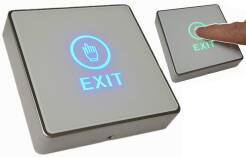 Natynkowy podświetlany przycisk EXIT wyjścia wejścia Furtki Bramy biały